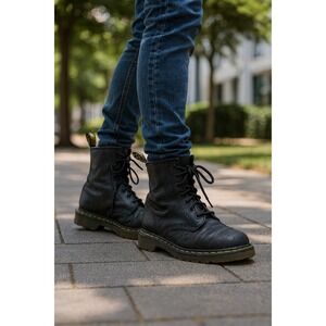 Dr. Martens 1460 Black Leather Combat Boots Women's 6 Zip Lace Up EU 38 Docs  (7